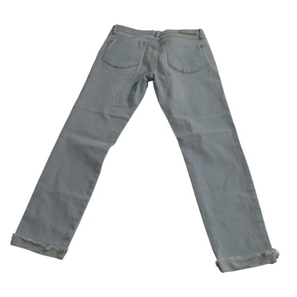 Zara Woman Premium Denim Slim Fit Light Wash Blue Jeans Size 8 Cuffed Raw Hem - Picture 4 of 14